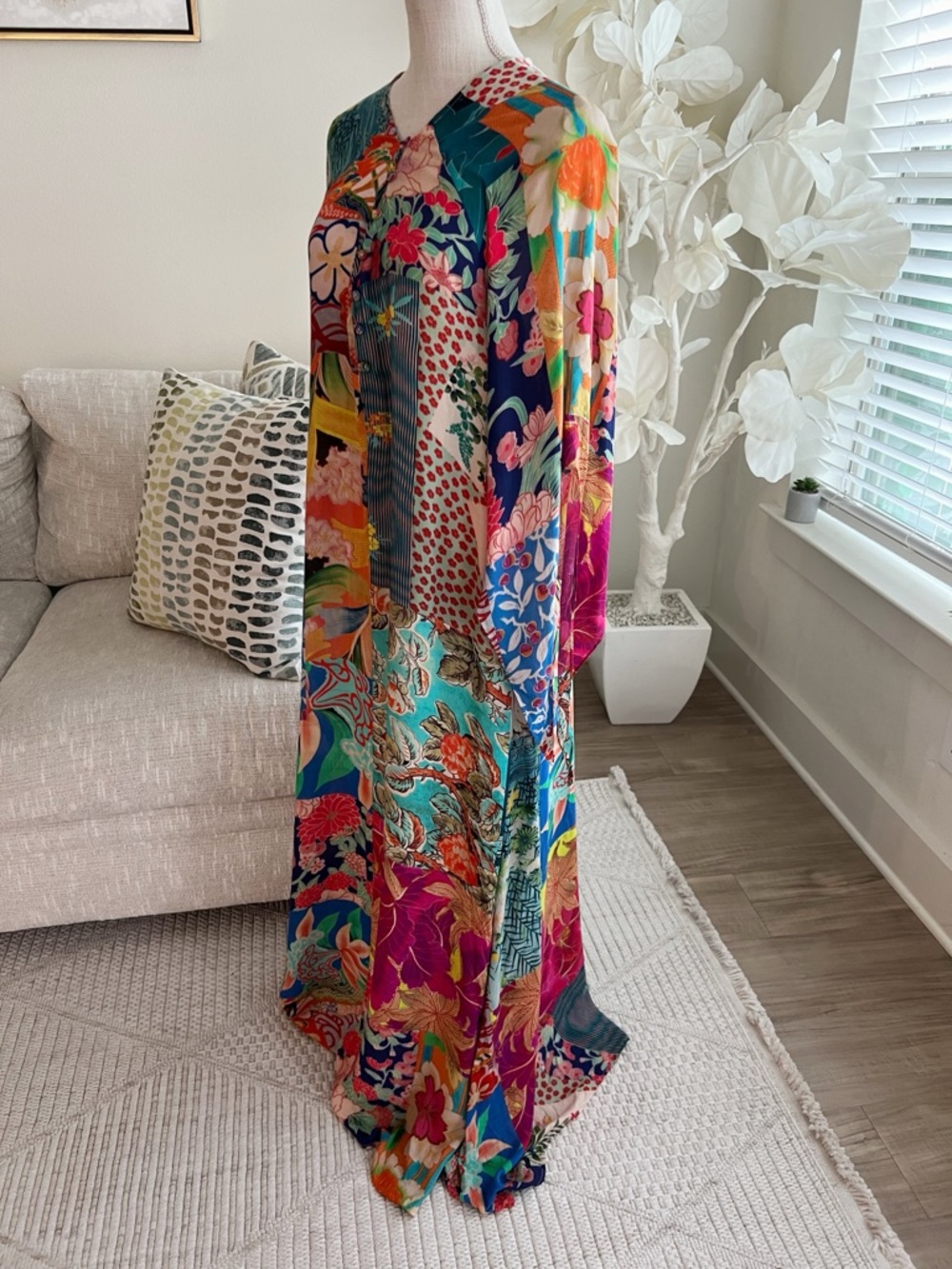 Johnny Was Gracie Multicolor Long Sleeve Printed Cover Up Dress Size Small - Picture 6 of 8